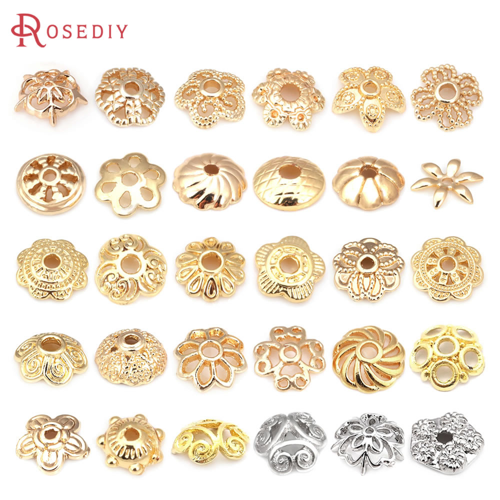 Flower Supplies - 18K Gold Color Brass Flower Beads
