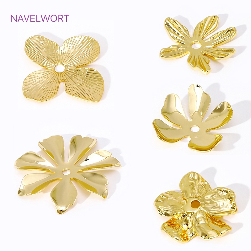 Flower Supplies - 18K Gold Plated Large Flower Bead