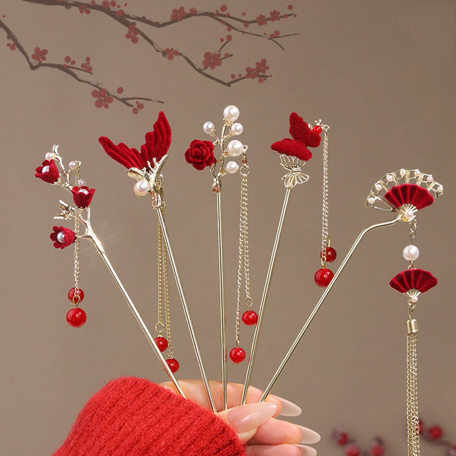Chinese Style Rose Flower Hair - Flower Supplies 评论和价格